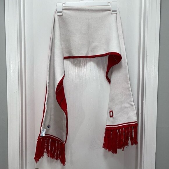 Ohio State University Buckeyes Scarf Fringe Hem Reversible Striped - Picture 7 of 8
